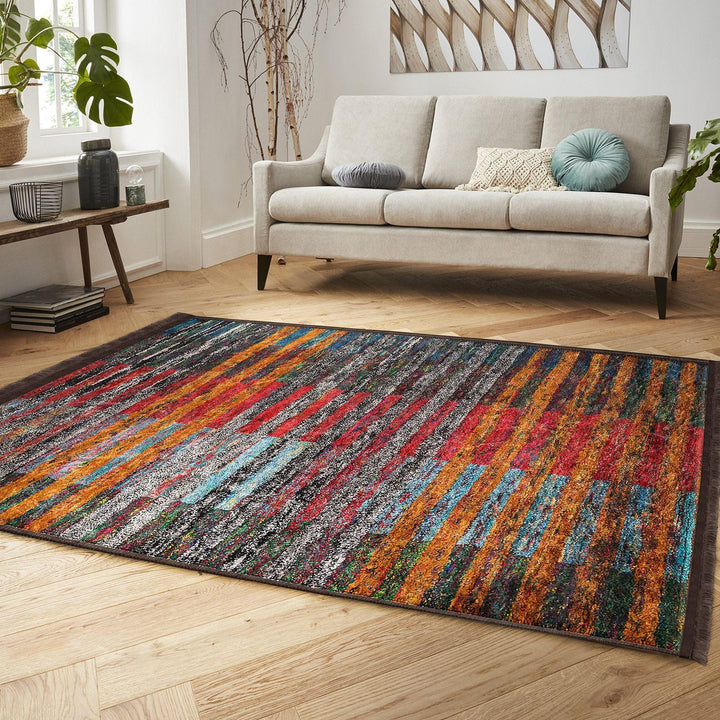 Bold Stripes Abstract Carpet|Unique Design Rug|Machine-washable Rug|Contemporary Rug|Modern Abstract Rug|Floor Covering|Statement Rug