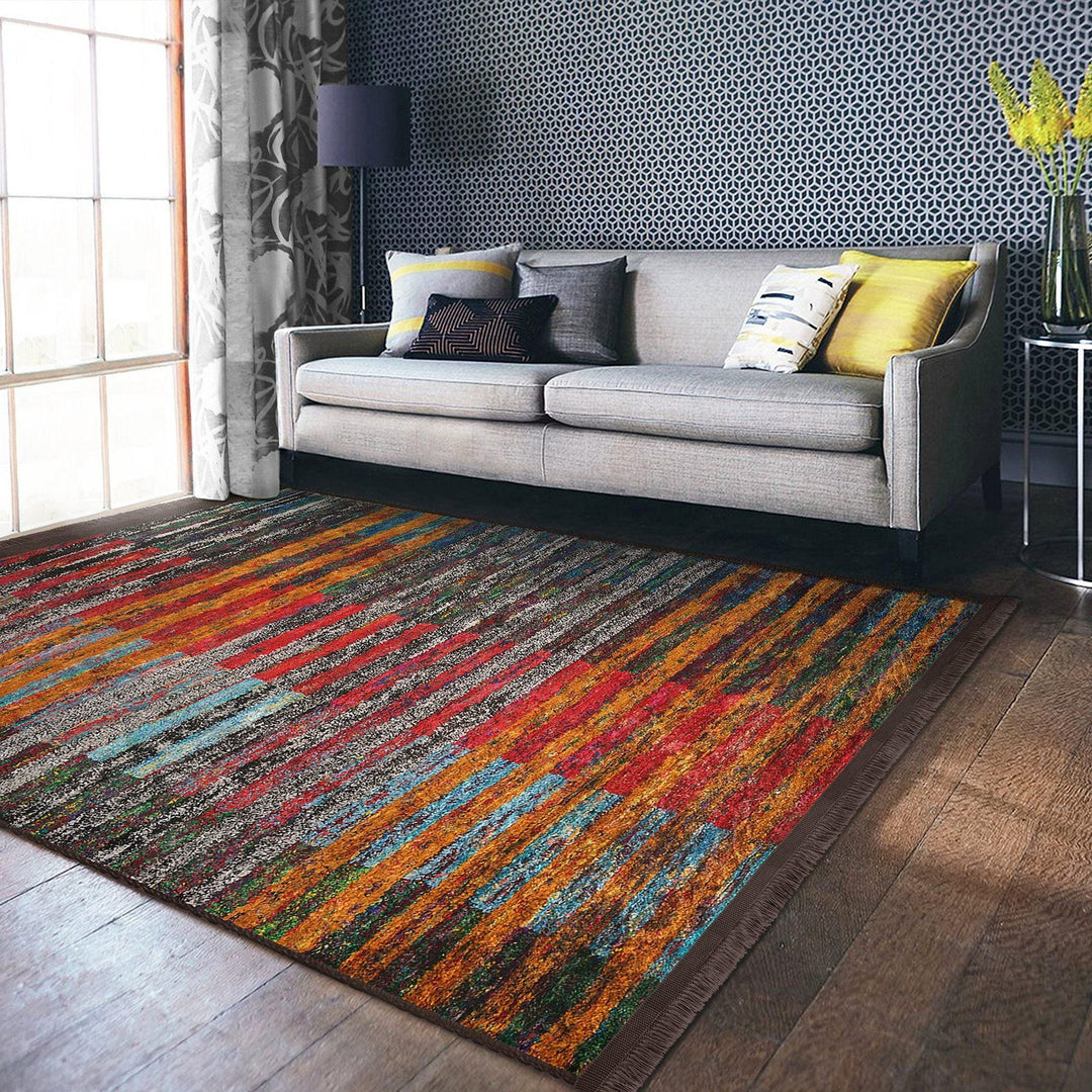 Bold Stripes Abstract Carpet|Unique Design Rug|Machine-washable Rug|Contemporary Rug|Modern Abstract Rug|Floor Covering|Statement Rug