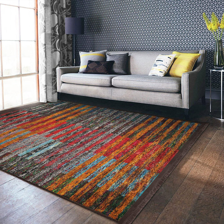 Bold Stripes Abstract Carpet|Unique Design Rug|Machine-washable Rug|Contemporary Rug|Modern Abstract Rug|Floor Covering|Statement Rug