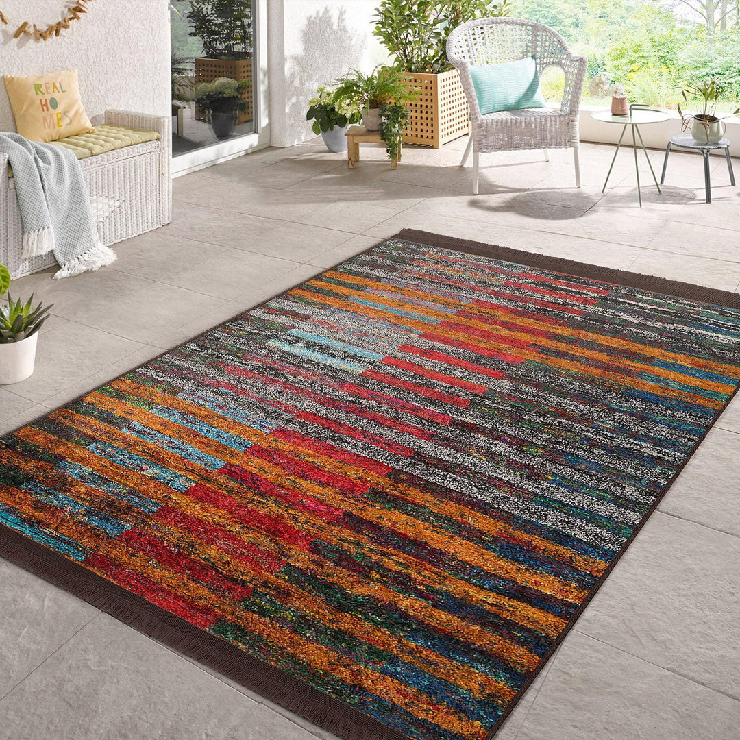 Bold Stripes Abstract Carpet|Unique Design Rug|Machine-washable Rug|Contemporary Rug|Modern Abstract Rug|Floor Covering|Statement Rug