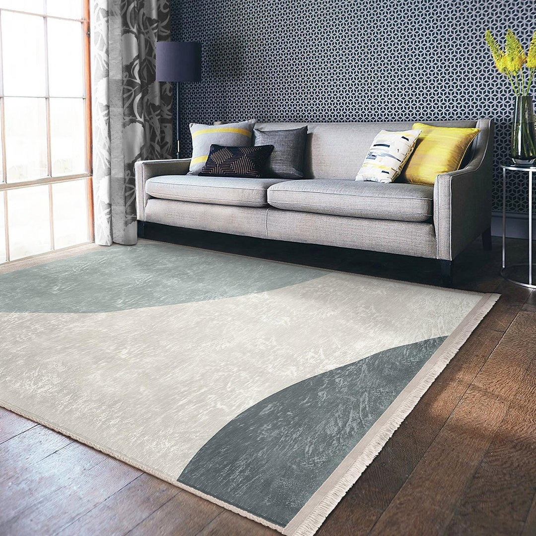 Curved Line Abstract Rug|Modern Minimalist Carpet|Boho Flow Pattern Rug|Machine-Washable Carpet|Non-Slip Rug|Contemporary Art Carpet