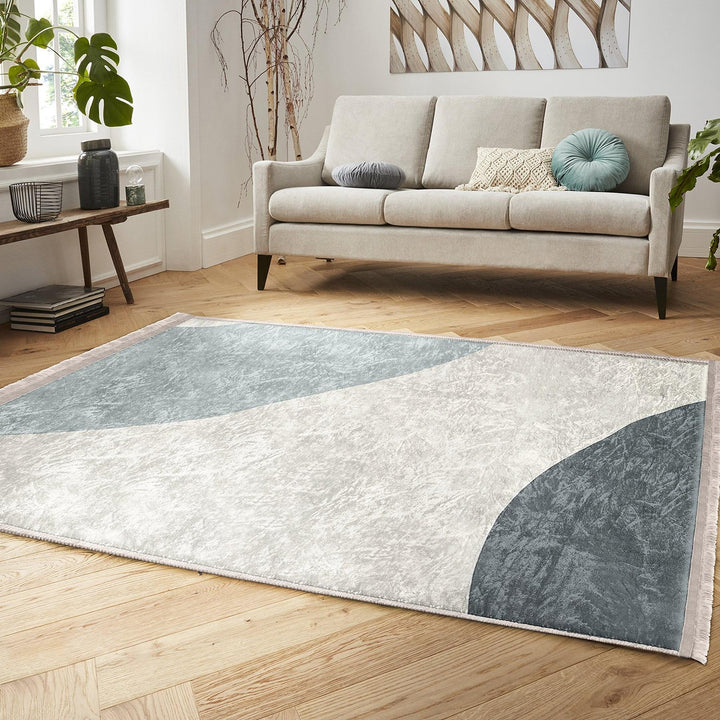Curved Line Abstract Rug|Modern Minimalist Carpet|Boho Flow Pattern Rug|Machine-Washable Carpet|Non-Slip Rug|Contemporary Art Carpet