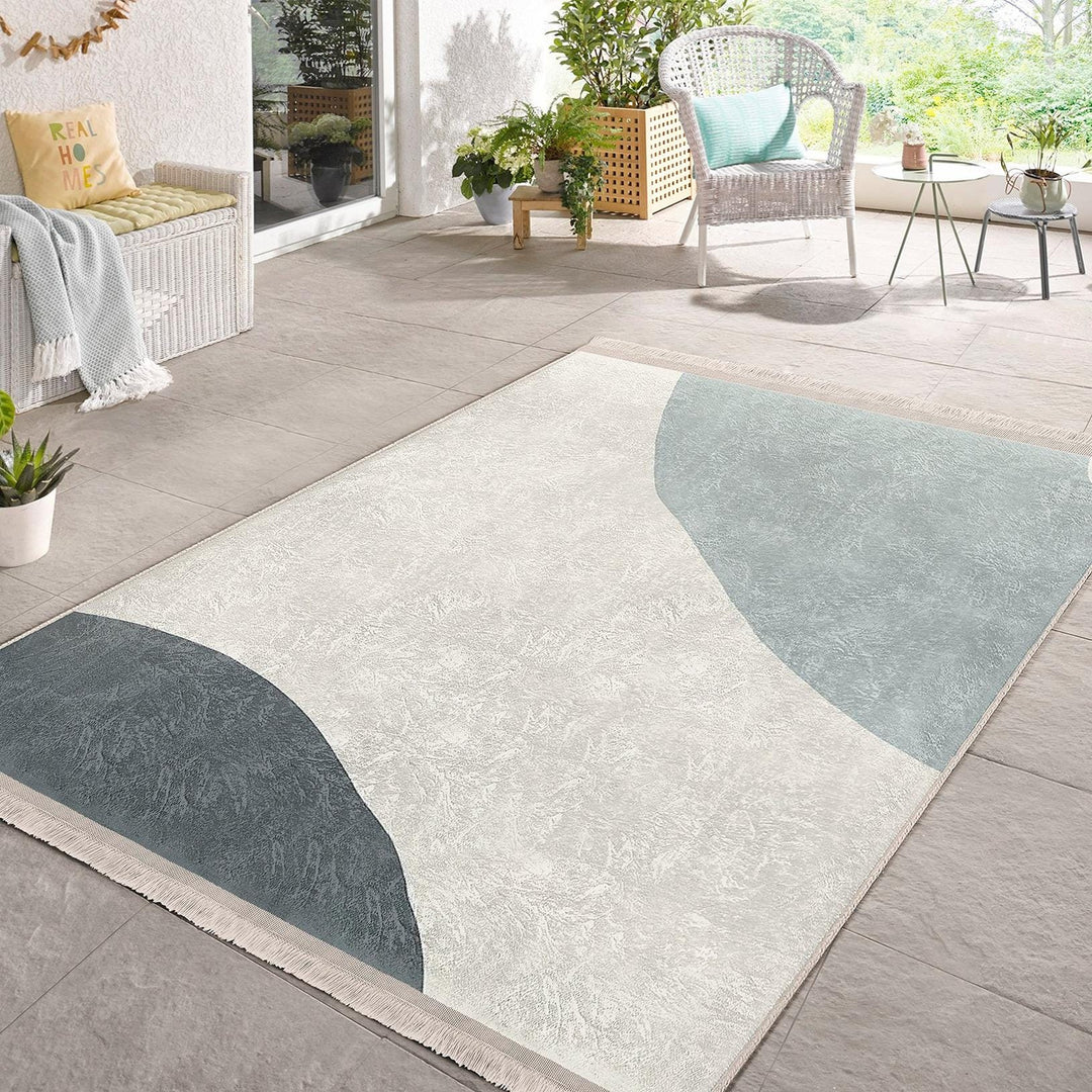 Curved Line Abstract Rug|Modern Minimalist Carpet|Boho Flow Pattern Rug|Machine-Washable Carpet|Non-Slip Rug|Contemporary Art Carpet