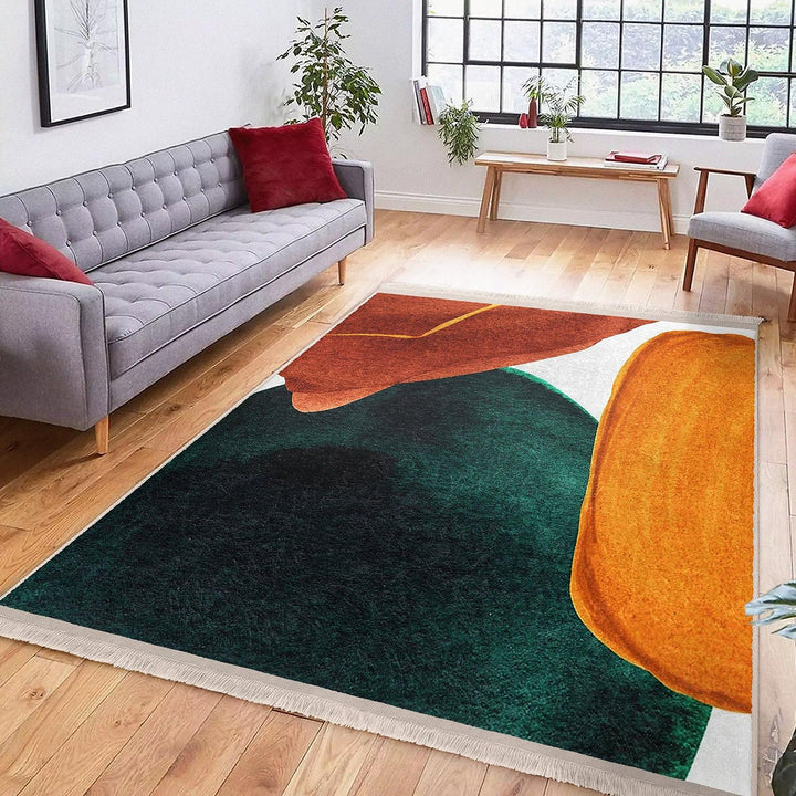 Organic Form Abstract Rug|Modern Fluid Shape Carpet|Boho Artistic Rug|Machine-Washable Carpet|Non-Slip Rug|Creative Living Carpet
