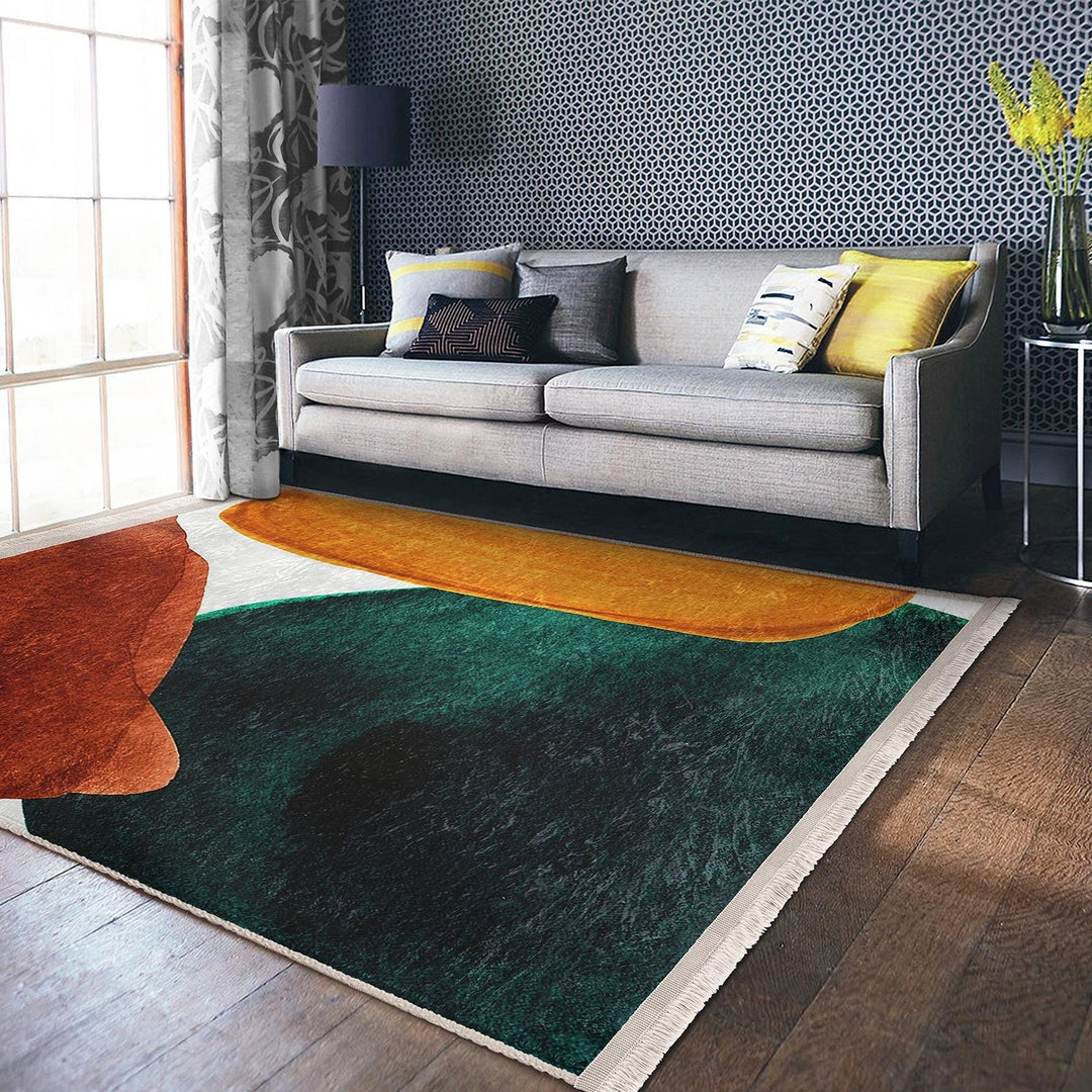 Organic Form Abstract Rug|Modern Fluid Shape Carpet|Boho Artistic Rug|Machine-Washable Carpet|Non-Slip Rug|Creative Living Carpet