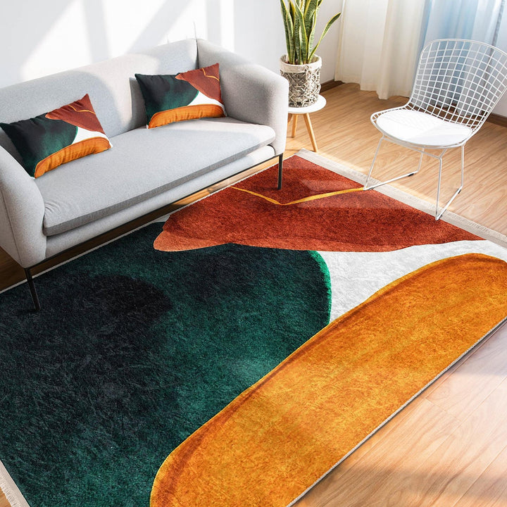 Organic Form Abstract Rug|Modern Fluid Shape Carpet|Boho Artistic Rug|Machine-Washable Carpet|Non-Slip Rug|Creative Living Carpet