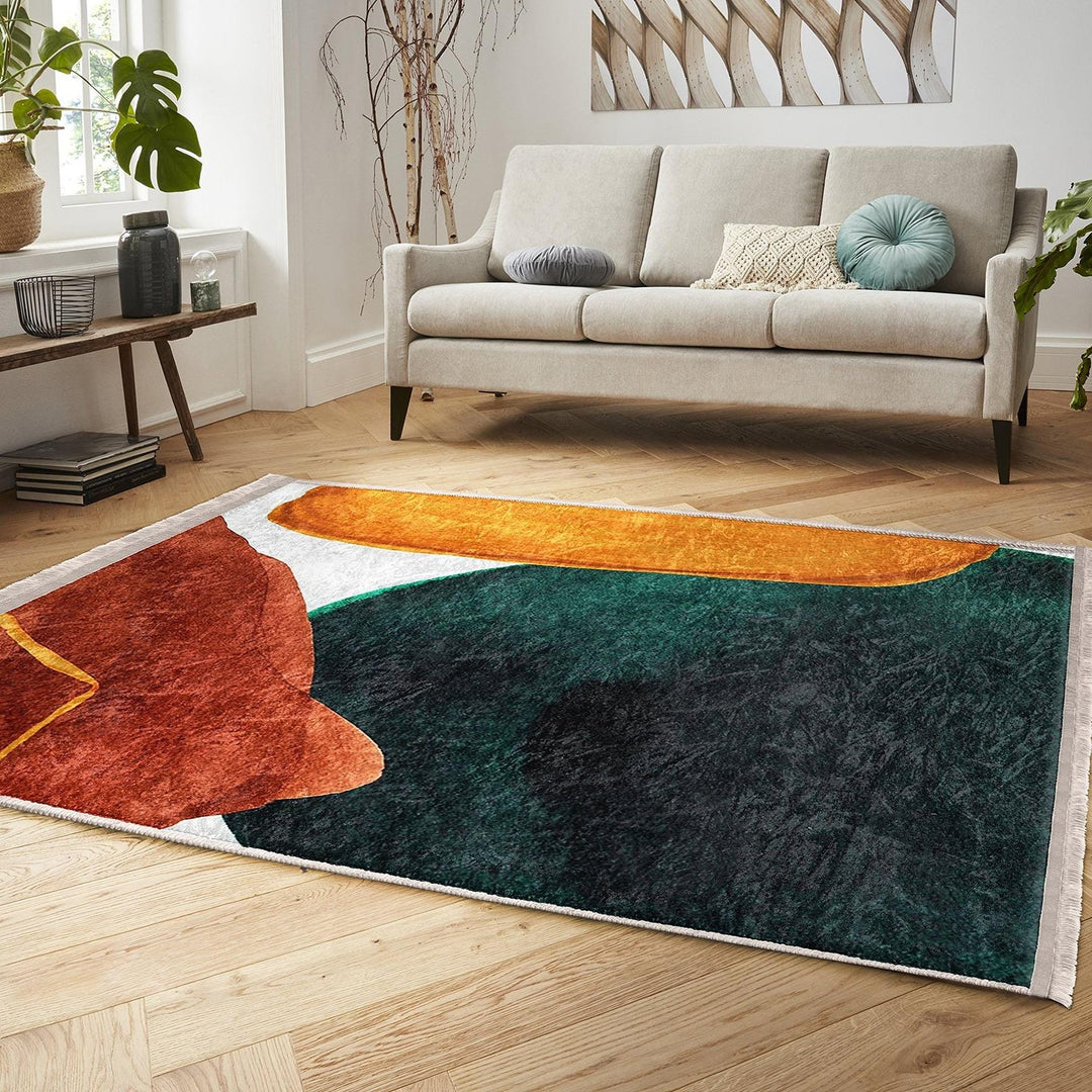 Organic Form Abstract Rug|Modern Fluid Shape Carpet|Boho Artistic Rug|Machine-Washable Carpet|Non-Slip Rug|Creative Living Carpet