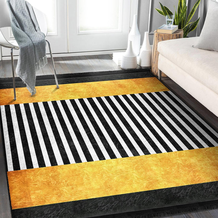 Striped Abstract Rug|Modern Linear Pattern Carpet|Boho Graphic Accent Rug|Machine-Washable Carpet|Non-Slip Rug|Artful Living Room Carpet