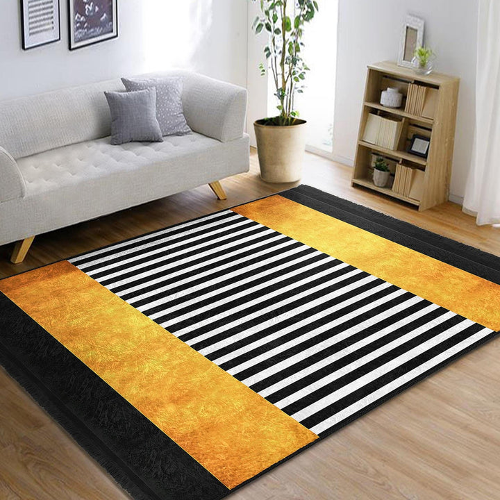Striped Abstract Rug|Modern Linear Pattern Carpet|Boho Graphic Accent Rug|Machine-Washable Carpet|Non-Slip Rug|Artful Living Room Carpet