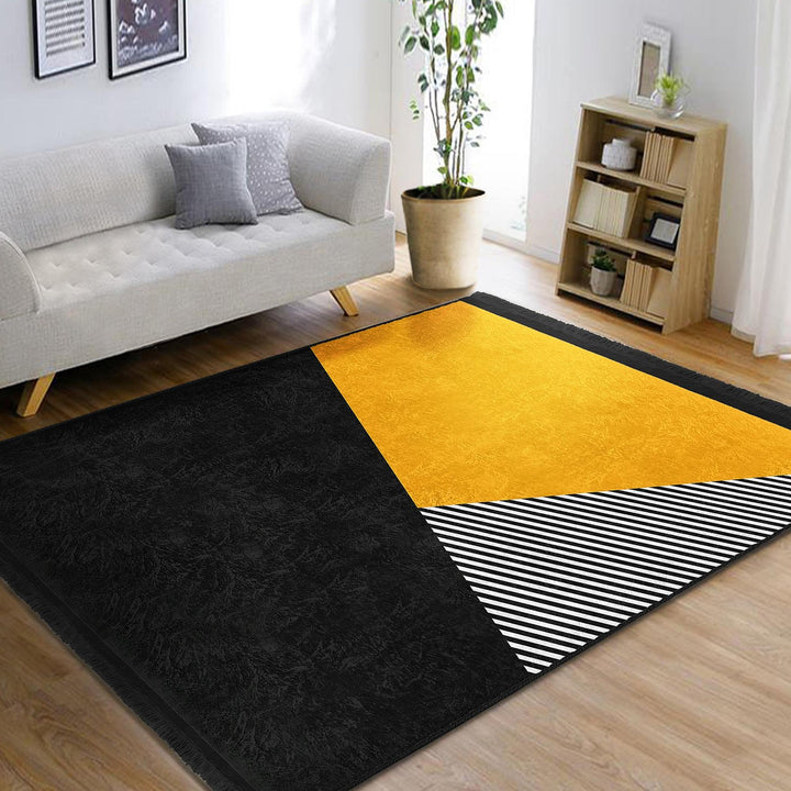 Geometric Motif Rug|Modern Boho Carpet|Bold Abstract Floor Mat|Washable & Non-Slip Minimalist Living Room Decor|Cozy Floor Cover