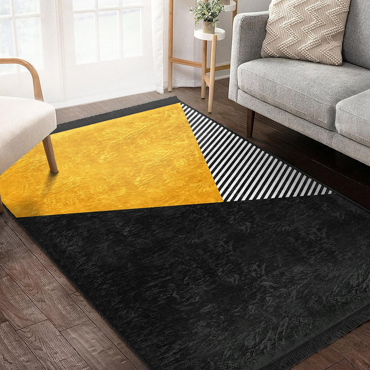 Geometric Motif Rug|Modern Boho Carpet|Bold Abstract Floor Mat|Washable & Non-Slip Minimalist Living Room Decor|Cozy Floor Cover