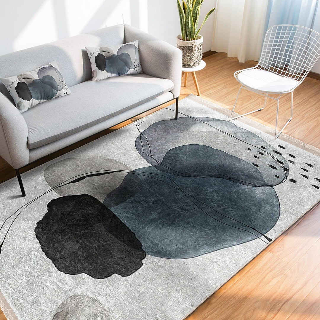 Abstract Design Rug|Modern Art-Inspired Carpet|Minimalist Geometric Floor Mat|Washable&Non-Slip|Contemporary Living Room Decor