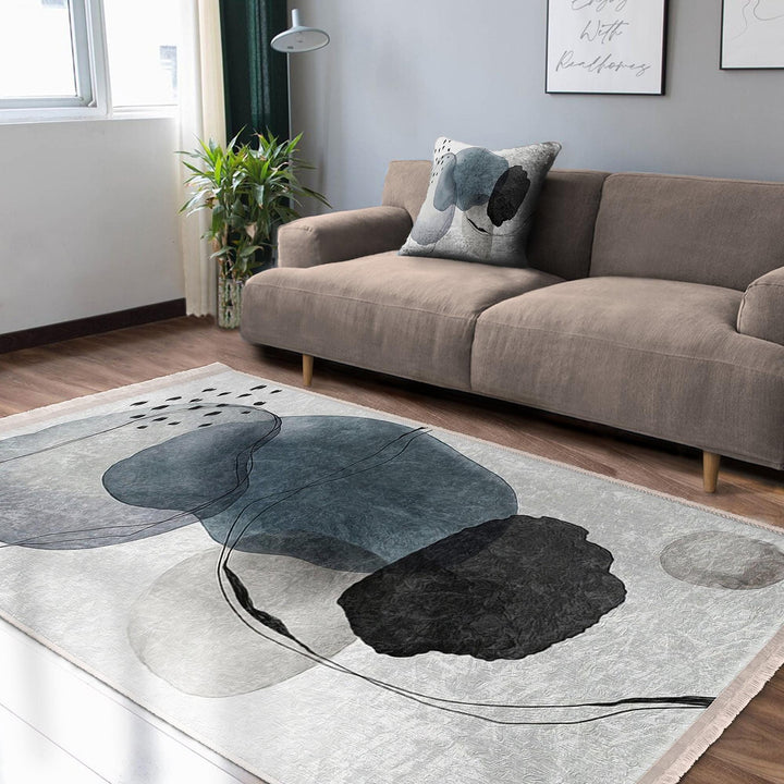 Abstract Design Rug|Modern Art-Inspired Carpet|Minimalist Geometric Floor Mat|Washable&Non-Slip|Contemporary Living Room Decor