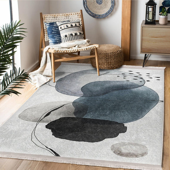 Abstract Design Rug|Modern Art-Inspired Carpet|Minimalist Geometric Floor Mat|Washable&Non-Slip|Contemporary Living Room Decor