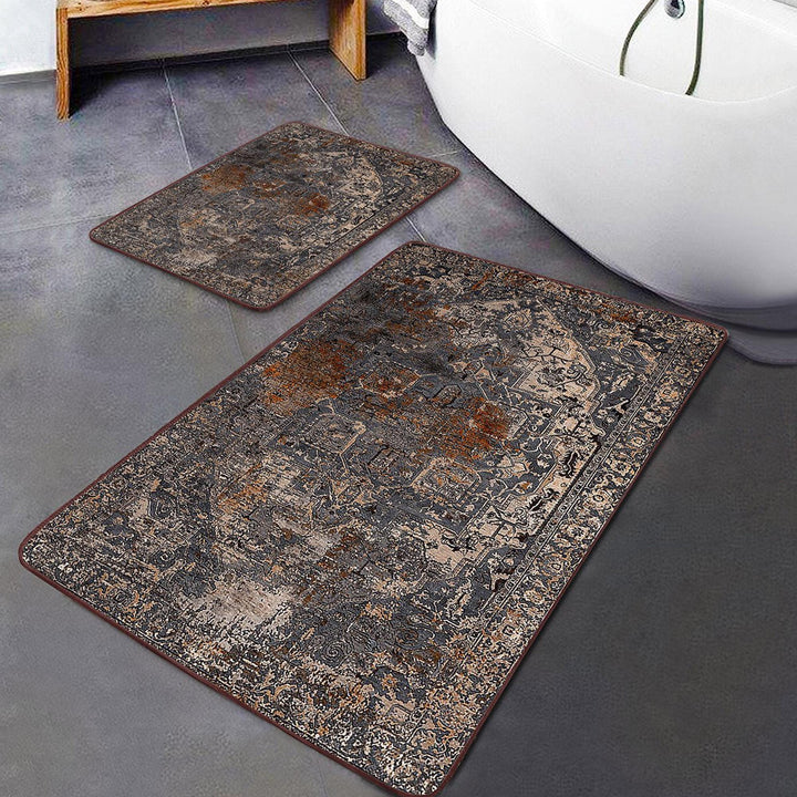 Set of 2 Kilim Design Bath Mat|Non-Slip Bathroom Decor|Southwestern Bath Rug|Rug Design Kitchen Floor Mat|Shower and Home Entrance Carpet