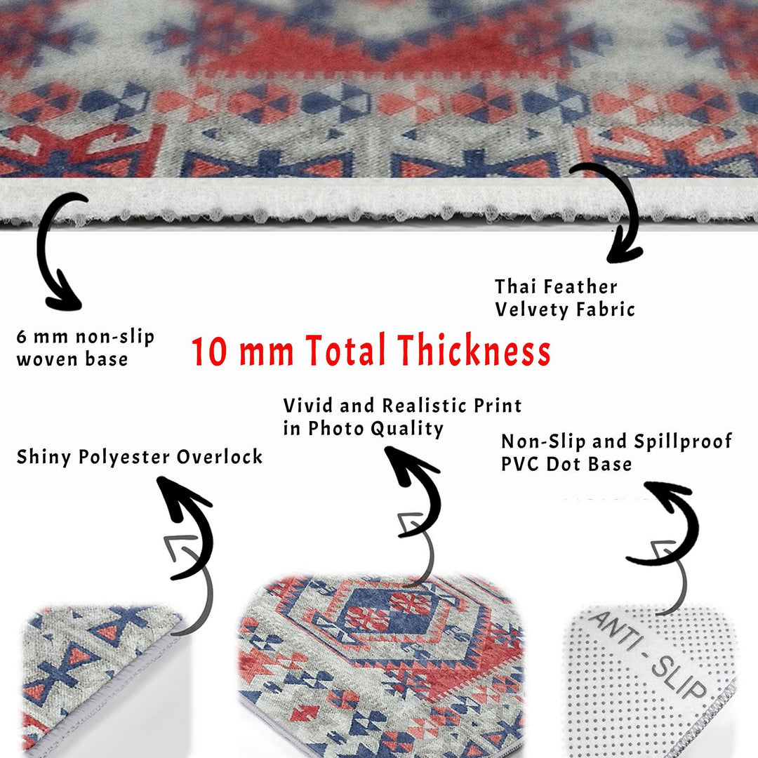 Set of 2 Kilim Design Bath Mat|Non-Slip Bathroom Decor|Southwestern Bath Rug|Rug Design Kitchen Floor Mat|Shower and Home Entrance Carpet