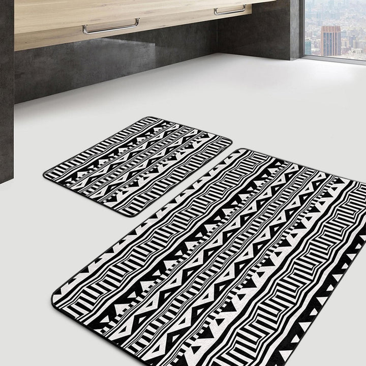 Set of 2 Nordic Design Bath Mat|Non-Slip Bathroom Decor|Scandinavian Bath Rug|Rug Design Kitchen Floor Mat|Shower and Home Entrance Carpet