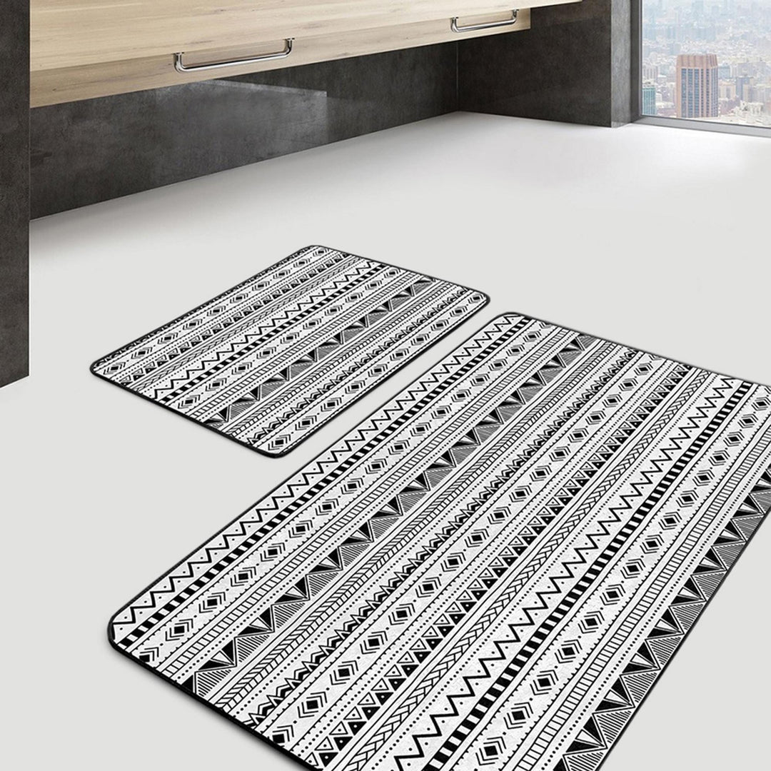 Set of 2 Nordic Design Bath Mat|Non-Slip Bathroom Decor|Scandinavian Bath Rug|Rug Design Kitchen Floor Mat|Shower and Home Entrance Carpet