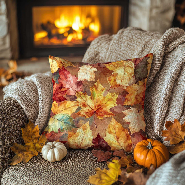 Autumn Leaves Pillow Cover|Fall Cushion Case|Thanksgiving Fade Pillowcase|Rustic Stillness Accent|Cozy Fireside Decor