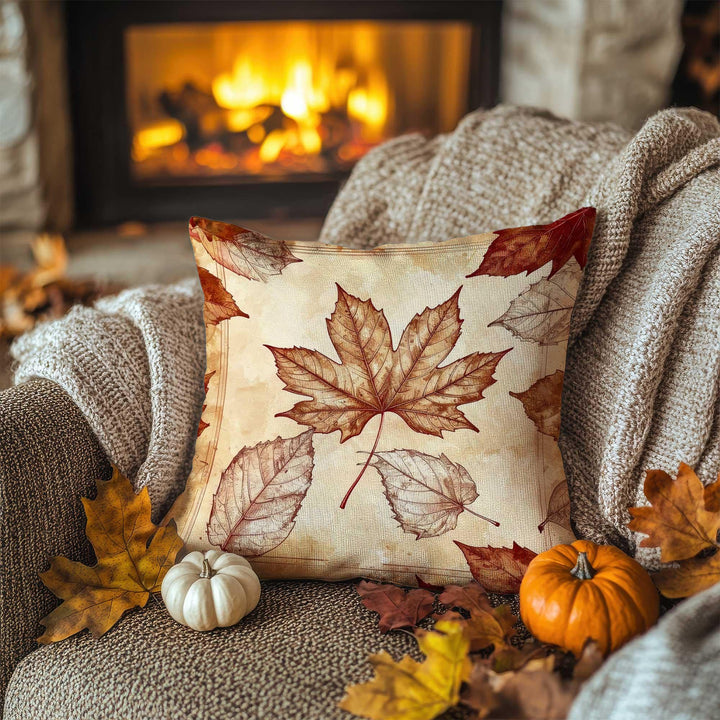Autumn Leaves Pillow Cover|Fall Cushion Case|Thanksgiving Fade Pillowcase|Rustic Stillness Accent|Cozy Fireside Decor
