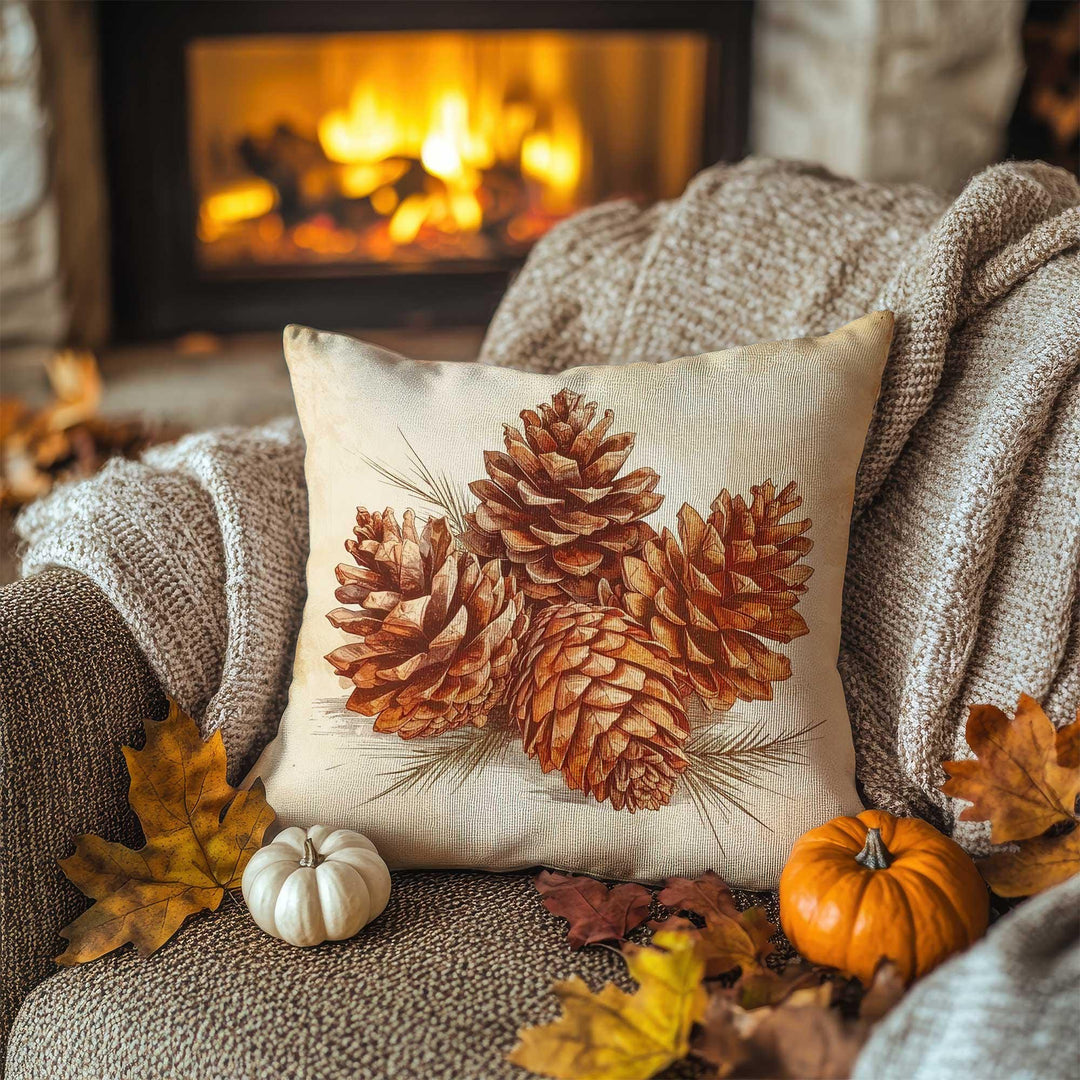 Wheat and Leaf Design Pillowcase|Earthy Fall Cushion Case|Autumn Gathering Pillow Cover|Warm Nature Accent|Thanksgiving Living Decor