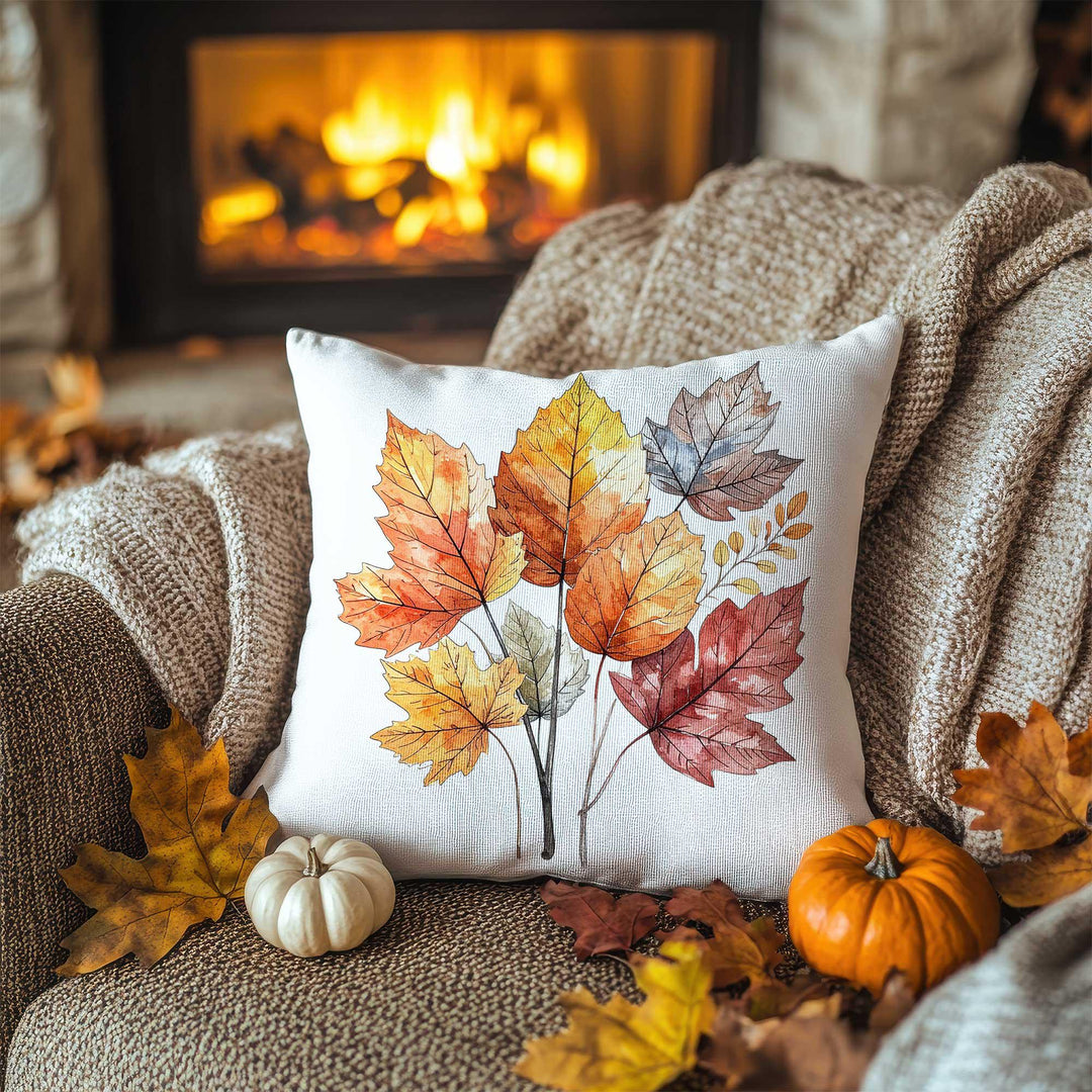 Autumn Leaf Pillow Cover|Rustic Foliage Cushion Case|Thanksgiving Garden Pillowcase|Seasonal Nature Accent|Farmhouse Cozy Decor