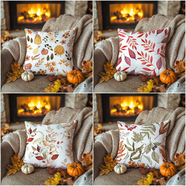 Leaf, Pumpkin and Acorn Pattern Pillowcase|Fall Leaf Cushion Case|Autumn Gathering Pillow Cover|Warm Hearth Accent|Thanksgiving Sofa Decor