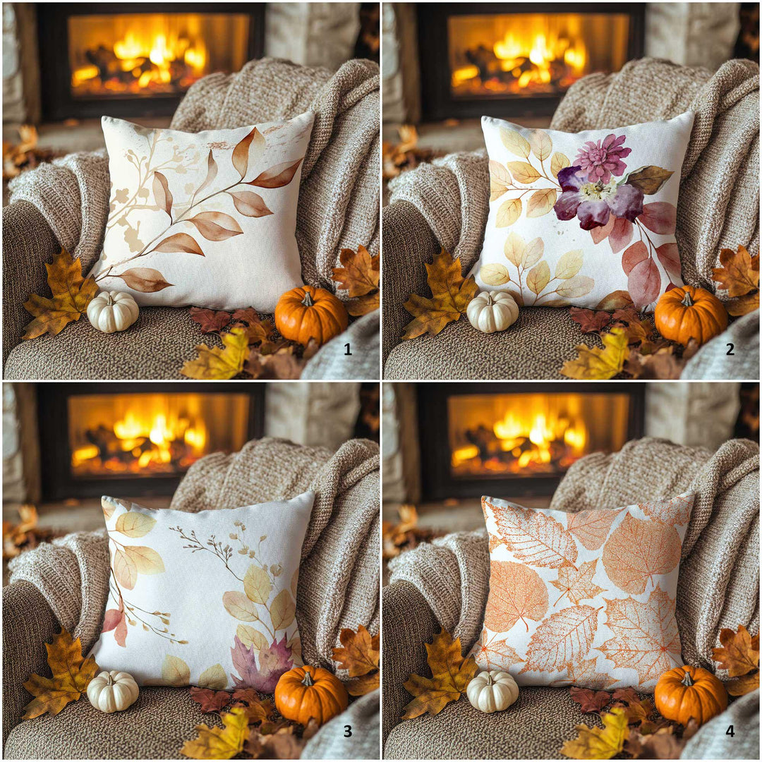 Autumn Floral Pillow Cover|Rustic Leaf Cushion Case|Thanksgiving Bloom Pillowcase|Seasonal Garden Accent|Farmhouse Cozy Decor