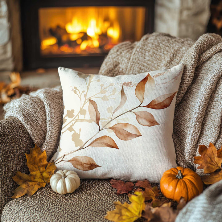 Autumn Floral Pillow Cover|Rustic Leaf Cushion Case|Thanksgiving Bloom Pillowcase|Seasonal Garden Accent|Farmhouse Cozy Decor