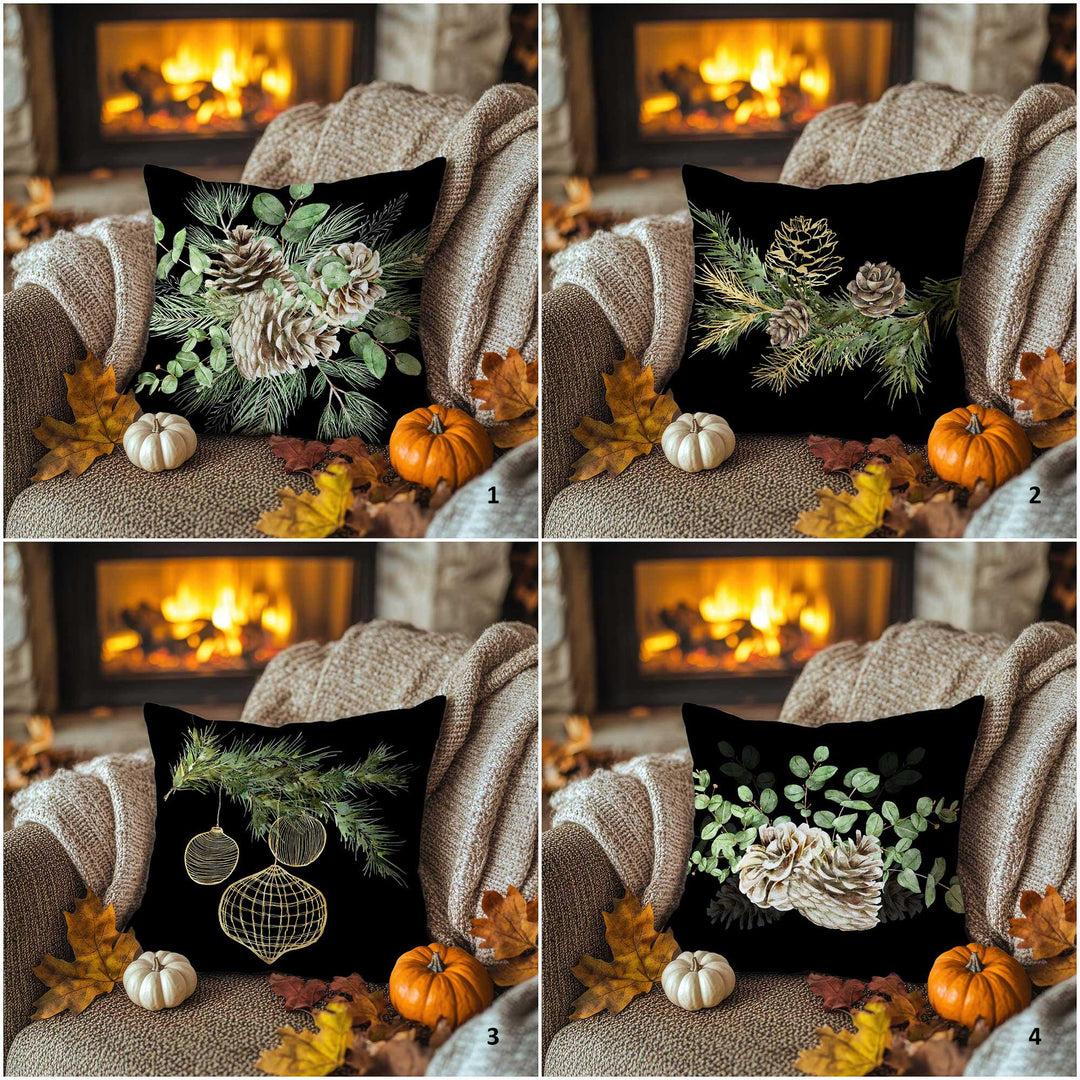 Pinecone Print Autumn Pillowcase|Rustic Greenery Cushion Case|Fall Trend Pillow Cover|Winter Lodge Accent|Farmhouse Cozy Decor