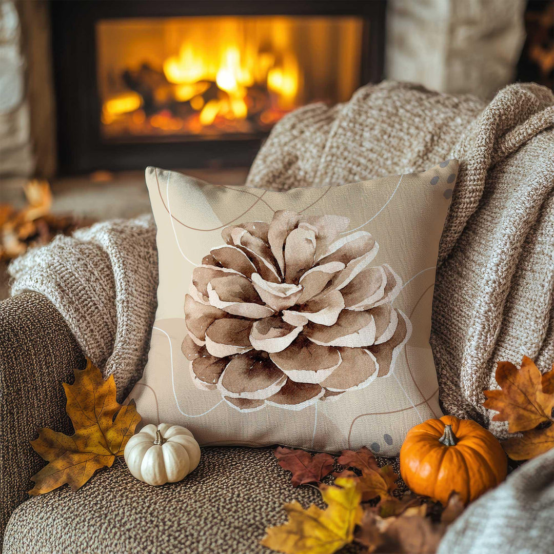 Fall Trend Pillow Cover|Rustic Pinecone and Acorn Cushion Case|Autumn Leaves Throw Pillow|Cozy Nature Home Decor|Farmhouse Style Pillow Top