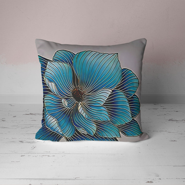 Turquoise Gray Floral Pillow Cover UHD009
