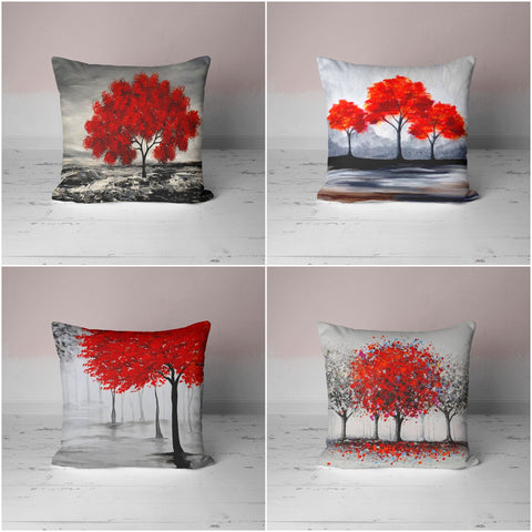 Autumn Tree Cushion Case with Red Leaves UHD016 t