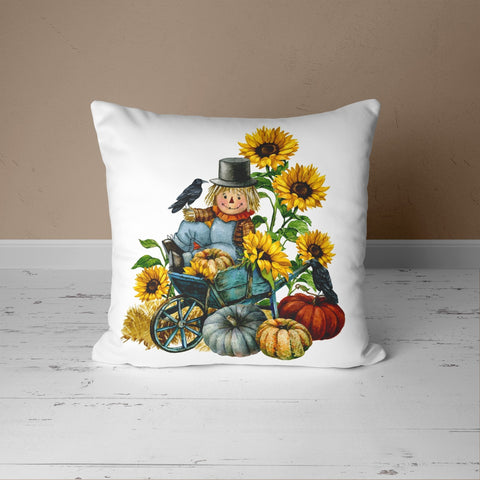Autumn Cushion Case with Pumpkin, Sunflower and Scarecrows - UHD001