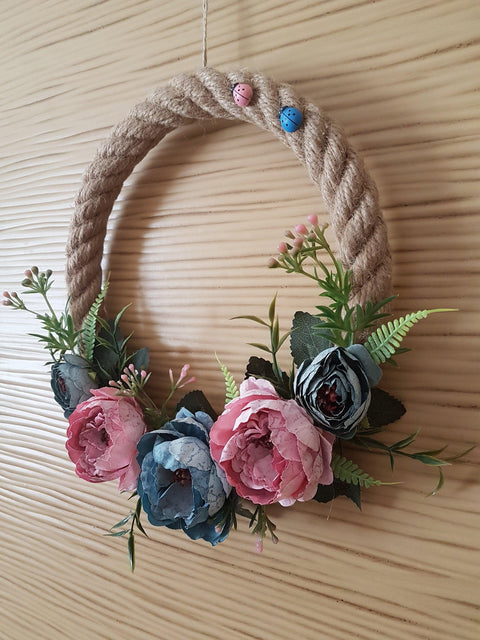 Jute Rope Wreath|Peony Welcome Wreath|Front Door Wreath|Year round Wreath|Door Hanger|Floral Wreath|Flower Wreath|Home Gift|Wall Decor