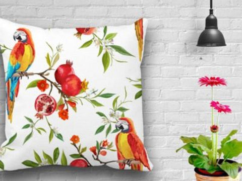 Floral Bird Pillow Cover|Bird Cushion Case|Decorative Throw Pillow Top|Home Decor with Bird|Housewarming Floral Realtor Gift|Summer Trend