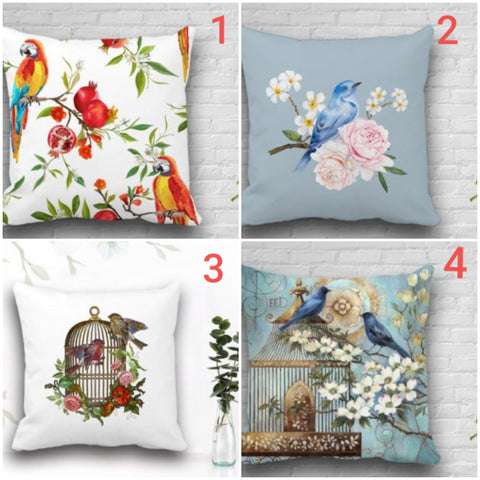 Floral Bird Pillow Cover|Bird Cushion Case|Decorative Throw Pillow Top|Home Decor with Bird|Housewarming Floral Realtor Gift|Summer Trend