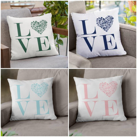 Love Throw Pillow Cover|Valentines Day Pillow Case|Romantic Gift for Her for Him|Heart Design Valentine Decor|Housewarming Realtor Love Gift