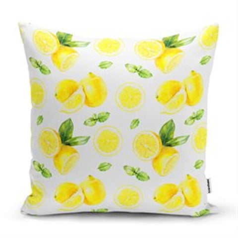 Yellow Lemons with Green Leafage Pillow Cover|Decorative Cushion Case|Home Decor Lemon|Housewarming Gift|Floral Realtor Gift|Cover Only