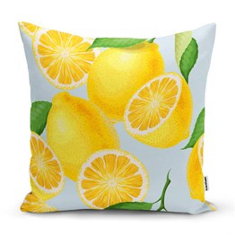 Yellow Lemons with Green Leaves Pillow Cover|Decorative Cushion Case|Home Decor with Lemon|Housewarming Gift|Floral Realtor Gift|Cover Only