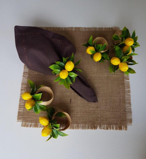 Faux Lemon Napkin Ring|Floral Lemon Napkin Holder|Farmhouse Table Decor|Summer Wedding Table decor|Table Centerpiece|Rustic Kitchen Decor