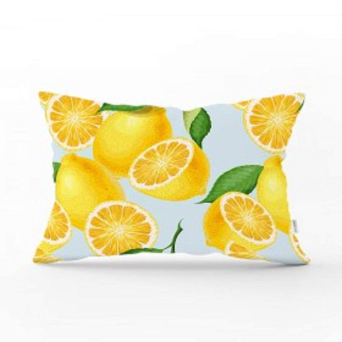 Yellow Lemons with Green Leafage Pillow Cover|Rectangle Cushion Case|Home Decor with Lemon|Housewarming Gift|Floral Realtor Gift|Cover Only