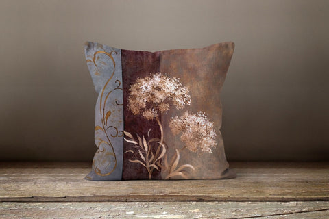 Gold Floral Pillow Cover|Floral Cushion Case|Decorative Pillow Case|Boho Bedding Home Decor|Housewarming Gift|Dandelion Throw Pillow Case