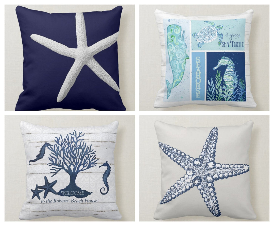 Blue Starfish Cushion Cover