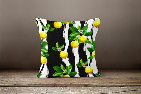 Lemon Throw Pillow Case|Yellow Lemon Cushion Cover|Decorative Floral Lemon Tree Home Decor|Housewarming Farmhouse Style Fresh Citrus Pillow