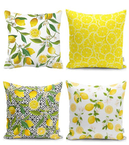 Yellow Lemons with Green Leafage Pillow Cover|Decorative Cushion Case|Home Decor with Lemon|Housewarming Gift|Cover Only|Floral Realtor Gift