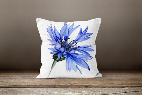 Blue Floral Pillow Cover|Floral Cushion Case|Decorative Pillow Cover|Boho Bedding Decor|Housewarming Gift|Dandelion Print Throw Pillow Case