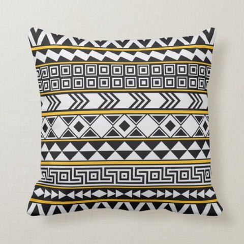 Aztec Print Pillow Cover|Southwestern Rug Design Cushion|Decorative Authentic Gray Black Pillow|Rustic Home Decor|Farmhouse Geometric Pillow
