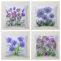 Purple Floral Pillow Cover|Summer Cushion Cases|Decorative Throw Lumbar Cases|Bedding Home Decor|Housewarming Farmhouse Style Pillow Cases