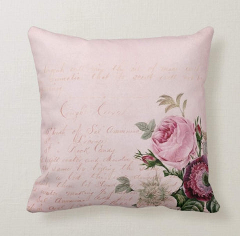 Pink Floral Pillow Cover|Powder Pink Cute Cat Cushion Case|Decorative Throw Lumbar Case|Pink Home Decor|Housewarming Farmhouse Pillow Case